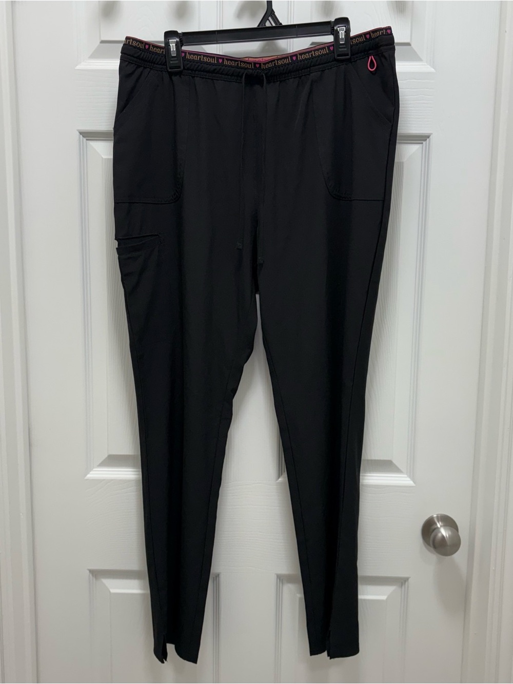 HeartSoul Black Women's Stretch Jogger Scrub Pants